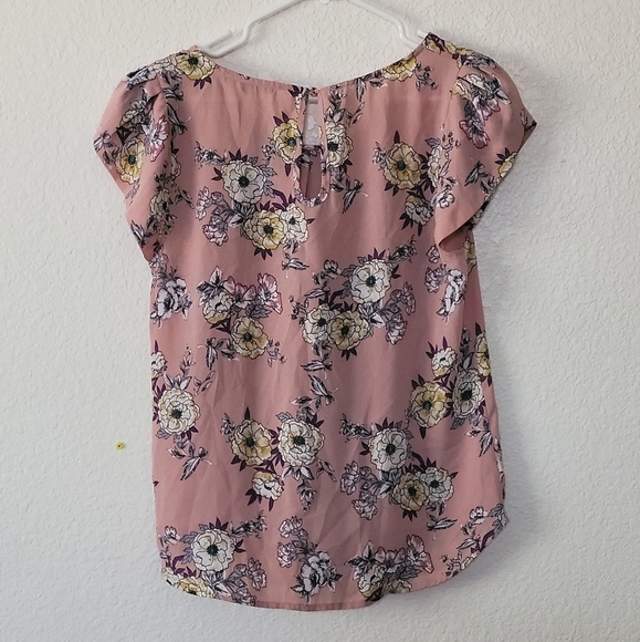Papermoon Pink and Yellow Floral Blouse With Keyhole Back Size Large - Picture 12 of 14